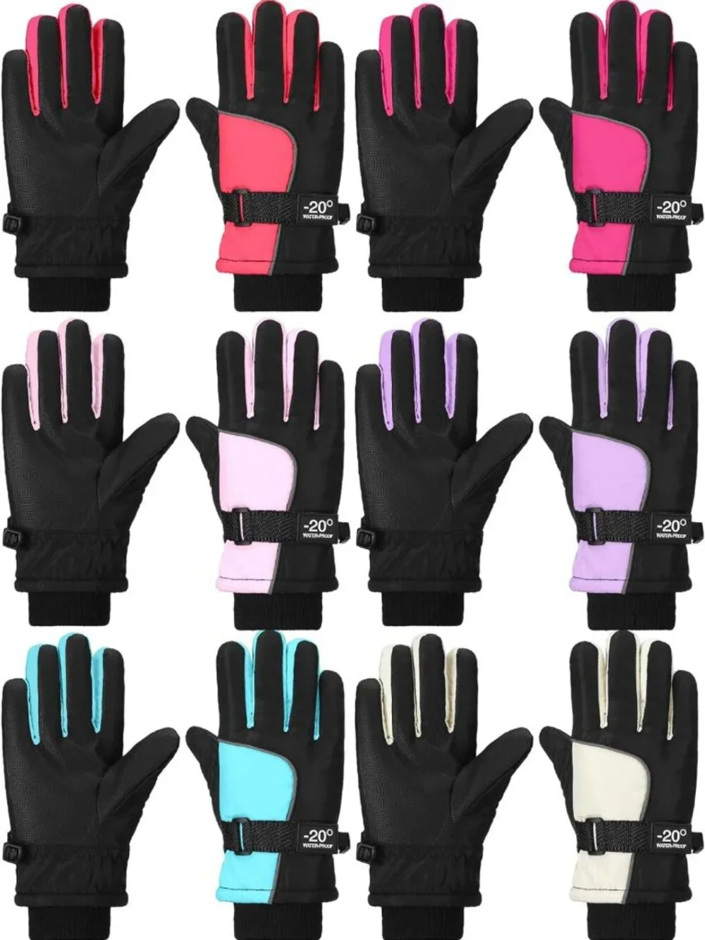 Cozy 6 Pairs Kids Winter Snow Gloves - Waterproof, Warm, & Durable for Outdoor
